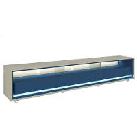 Rack Para Sala Com Led E Rodizios Off White Com Azul Royal Requinte 2.12 - Gelius Móveis - 1