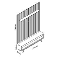 Rack Com Painel Ripado Com Led Nobre 2.3 Azul Royal Com Off White - Gelius Móveis - 3