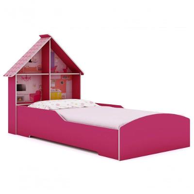 Cama Solteiro Casinha Pink - Gelius Moveis