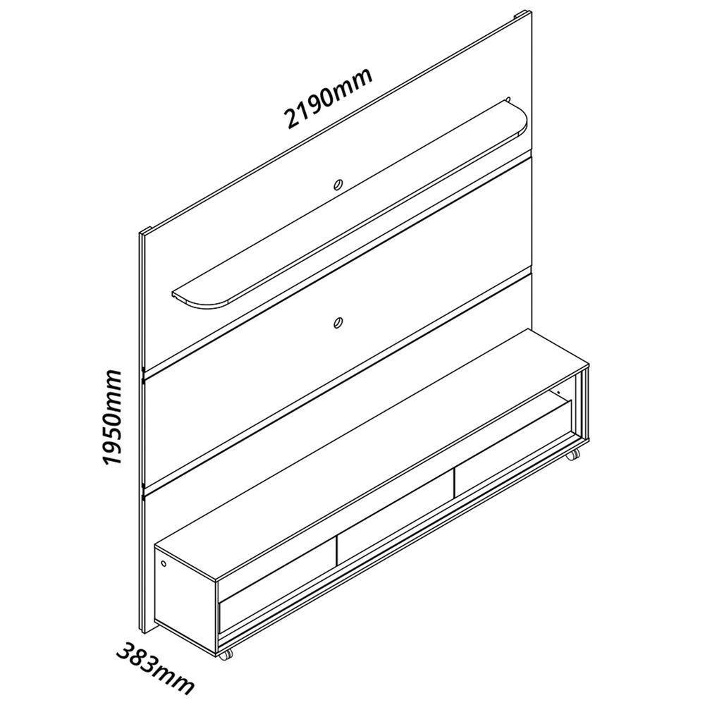 Rack Com Painel Royal/requinte 2.2 C/rodízio Off White Com Cinza - Gelius Móveis - 4