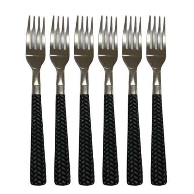 Conjunto 6 Garfos Mesa Inox Cabo Preto Qualidade E Resistencia