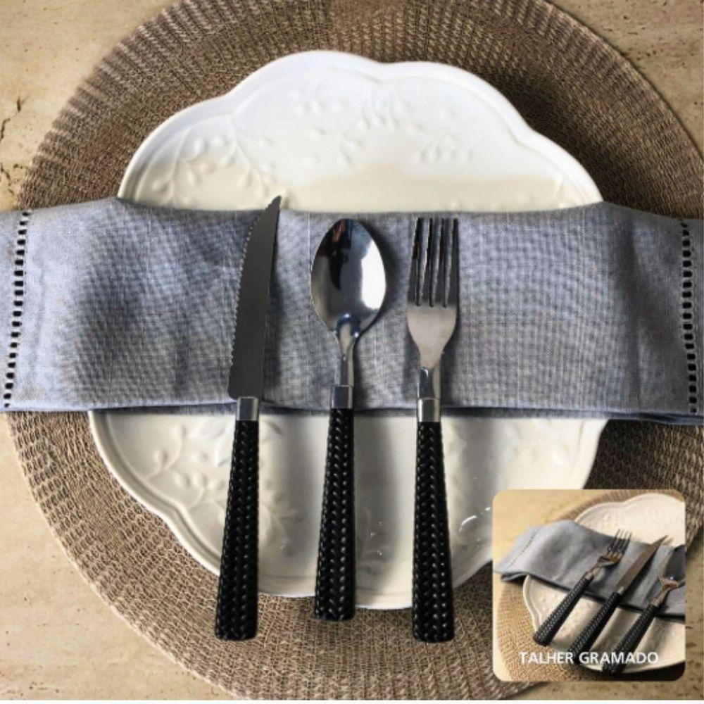 Kit 6 Garfos De Mesa Inox Cabo Preto Resistente - 3