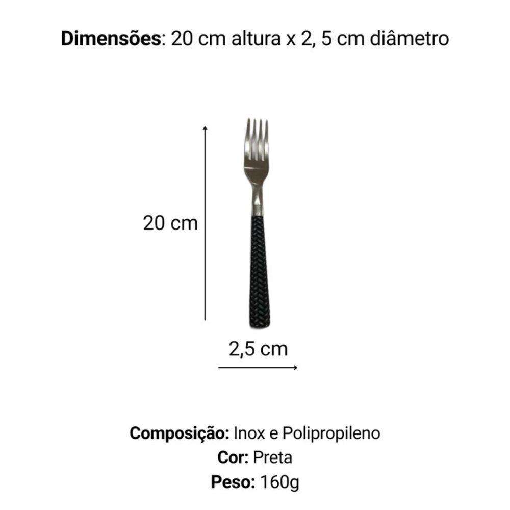 Kit 6 Garfos De Mesa Inox Cabo Preto Resistente - 5