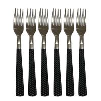 Kit 6 Garfos De Mesa Inox Cabo Preto Resistente - 1