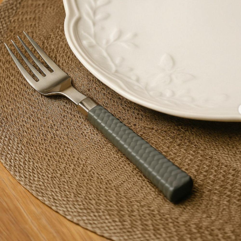 Conjunto 18 Peças Mesa Posta Talheres Faqueiro Faca Garfo Colher De Sobremesa Cabo Preto Elegante Jantar Almoço - 6