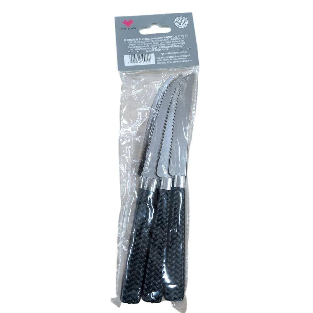 Conjunto 18 Peças Mesa Posta Talheres Faqueiro Faca Garfo Colher De Sobremesa Cabo Preto Elegante Jantar Almoço - 8