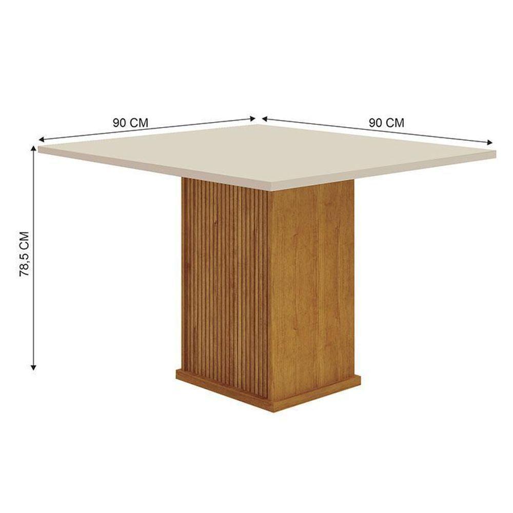 Mesa De Jantar Napoli 90x90 Reto Freijó Decor Off White Com 4 Cadeiras Mdf Freijó Joli Camurça – Leifer Móveis - 3