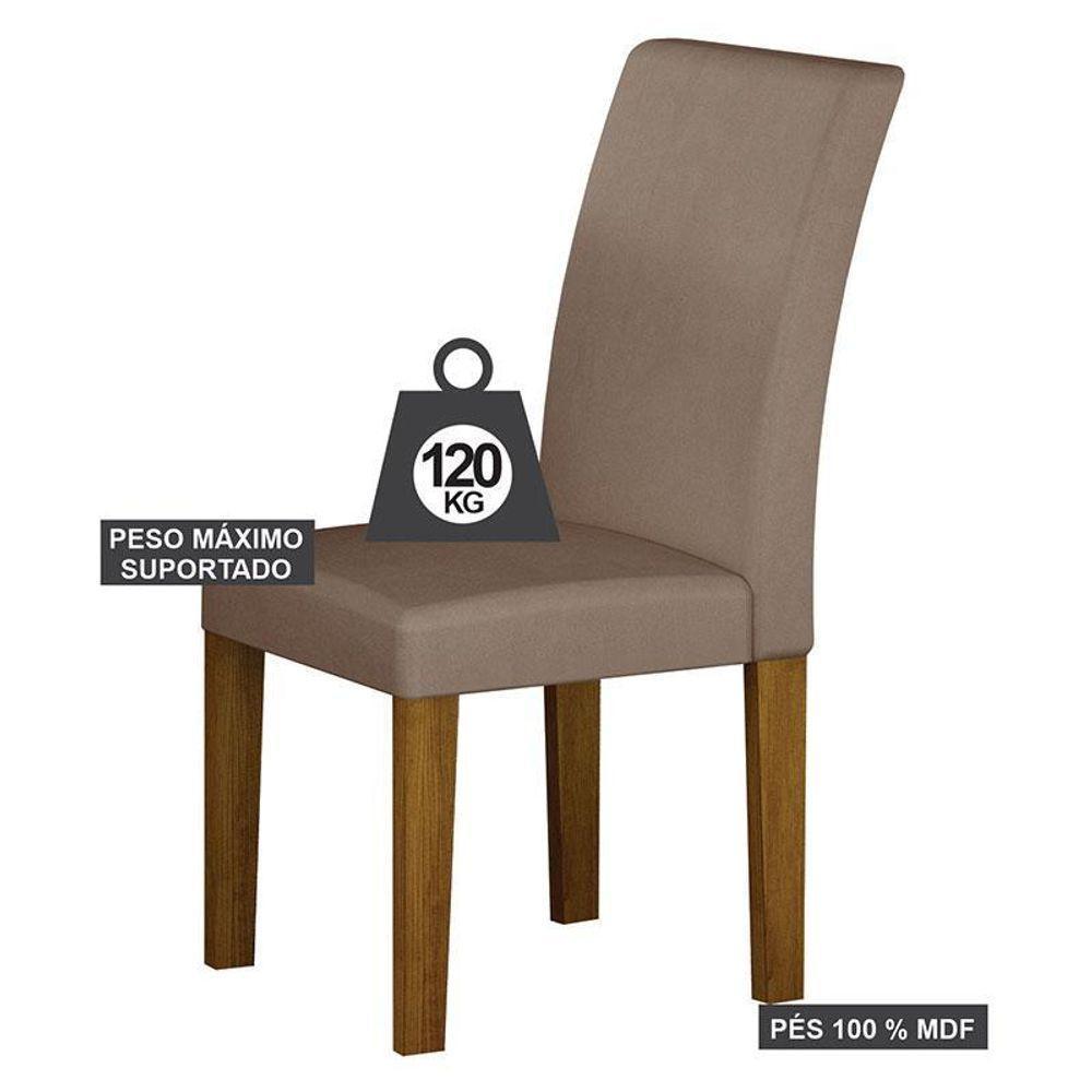 Mesa De Jantar Napoli 90x90 Reto Freijó Decor Off White Com 4 Cadeiras Mdf Freijó Joli Camurça – Leifer Móveis - 6