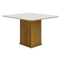 Mesa De Jantar Napoli 90x90 Freijó Decor Off White Com 4 Cadeiras Mdf Freijó Joli Camurça – Leifer Móveis - 2