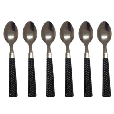 Kit 6 Colheres De Sobremesa Cabo Preto Qualidade Resistente
