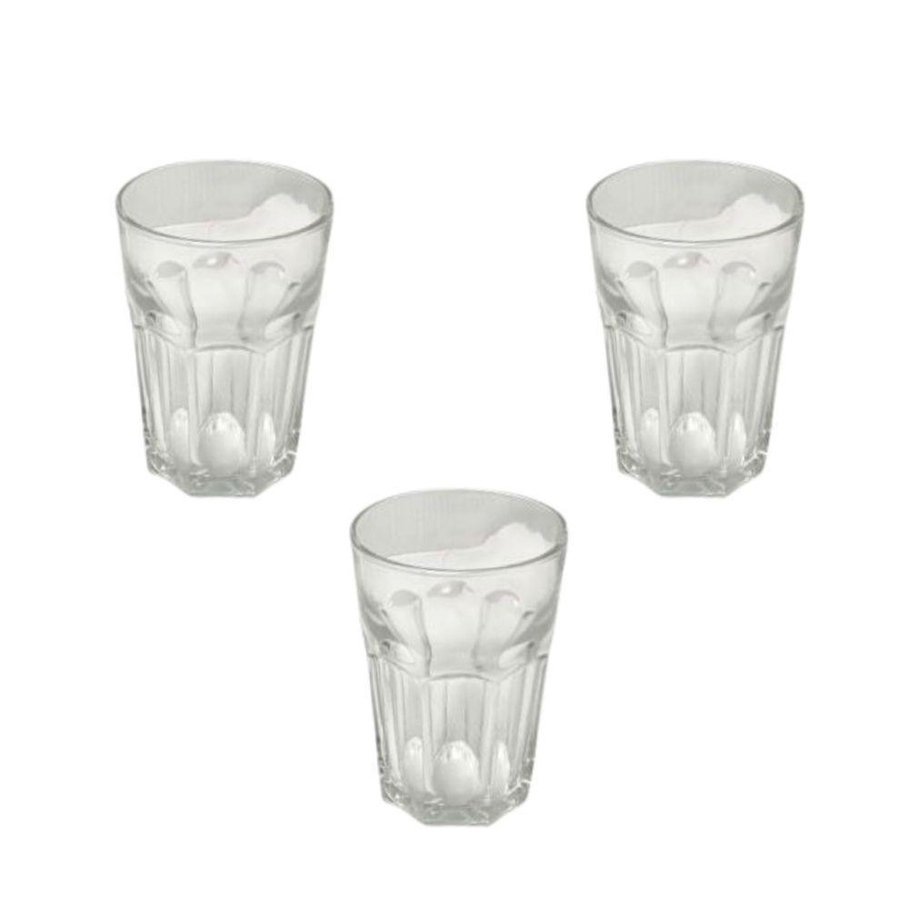 Kit 3 Copo Vidro 350ml água Suco Refrigerante Bebidas Shake Transparente Detalhado - 1