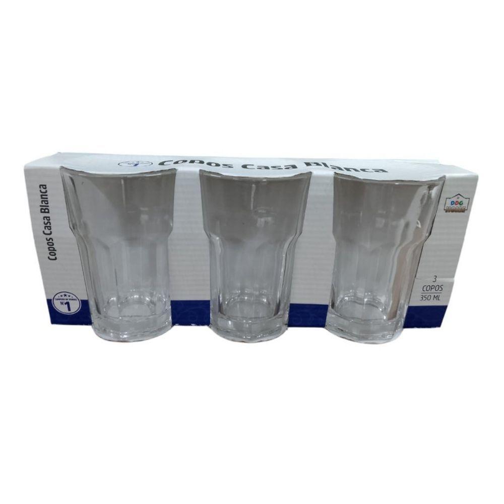 Kit 3 Copo Vidro 350ml água Suco Refrigerante Bebidas Shake Transparente Detalhado - 4