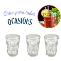 Kit 3 Copo Vidro 350ml água Suco Refrigerante Bebidas Shake Transparente Detalhado - 5