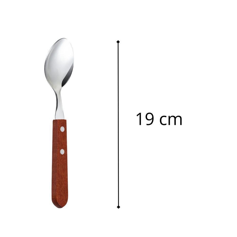 Kit 12 Colheres Cabo De Madeira Para Jantar Almoço Restaurante Inox Qualidade Premium - 3