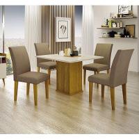Mesa De Jantar Napoli 90x90 Reto Freijó Decor Off White Com 4 Cadeiras Mdf Freijó Joli Camurça - Leifer Móveis - 8