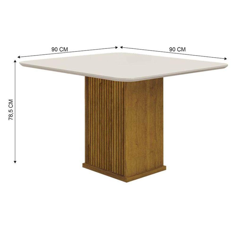 Mesa De Jantar Napoli 90x90 Freijó Decor Off White Com 4 Cadeiras Mdf Freijó Joli Camurça - Leifer Móveis - 3