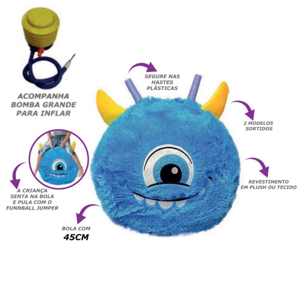 Brinquedo Bola De Pelúcia Inflável Azul Com Bomba Fofa - 4