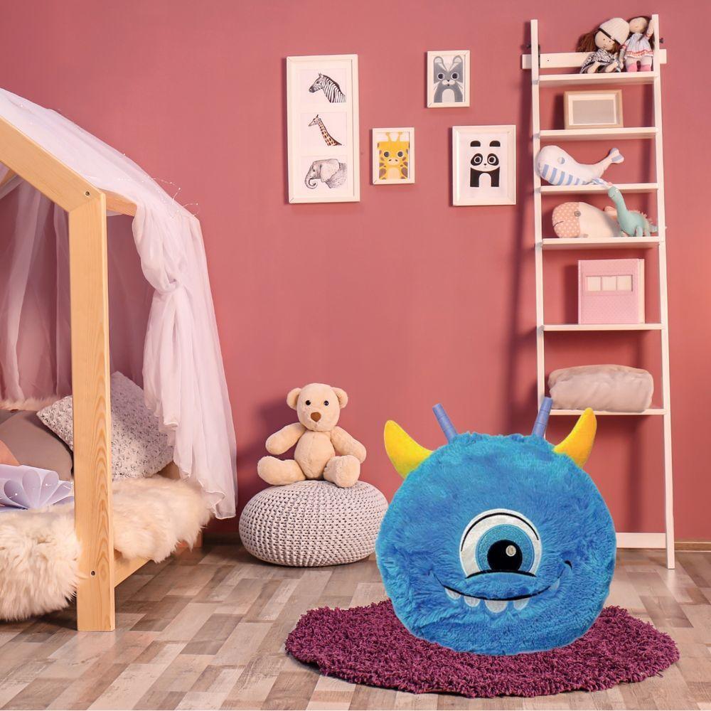 Brinquedo Bola De Pelúcia Inflável Azul Com Bomba Fofa - 7