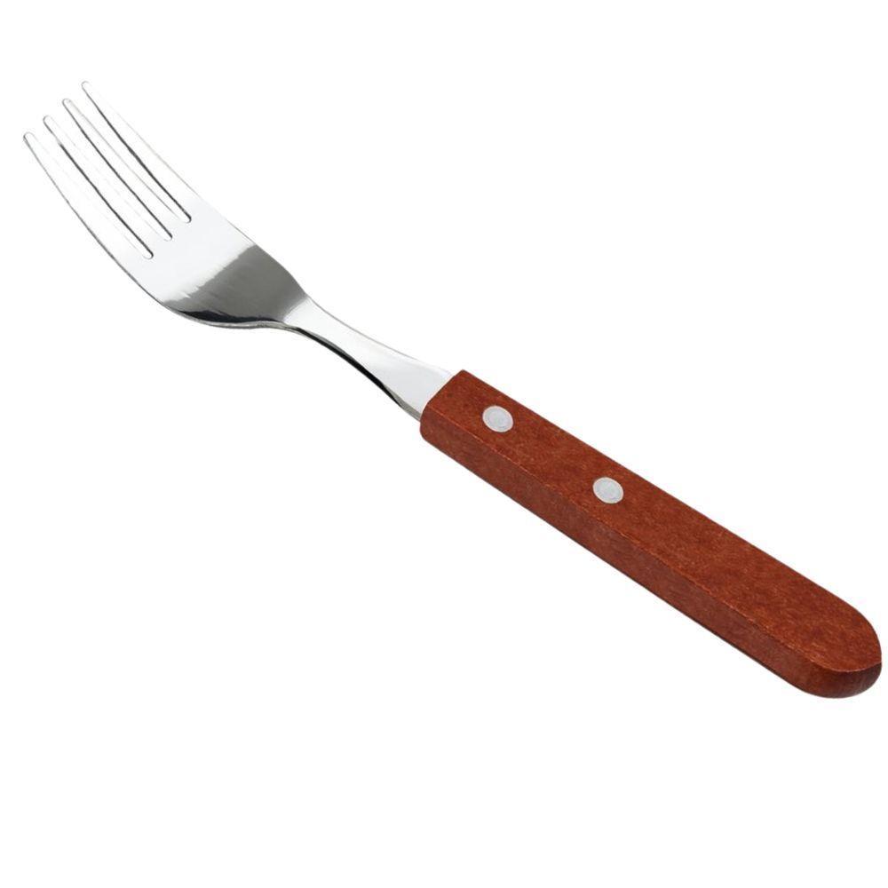 Kit 12 Garfos Cabo De Madeira Para Jantar Almoço Restaurantes Qualidade Premium - 4