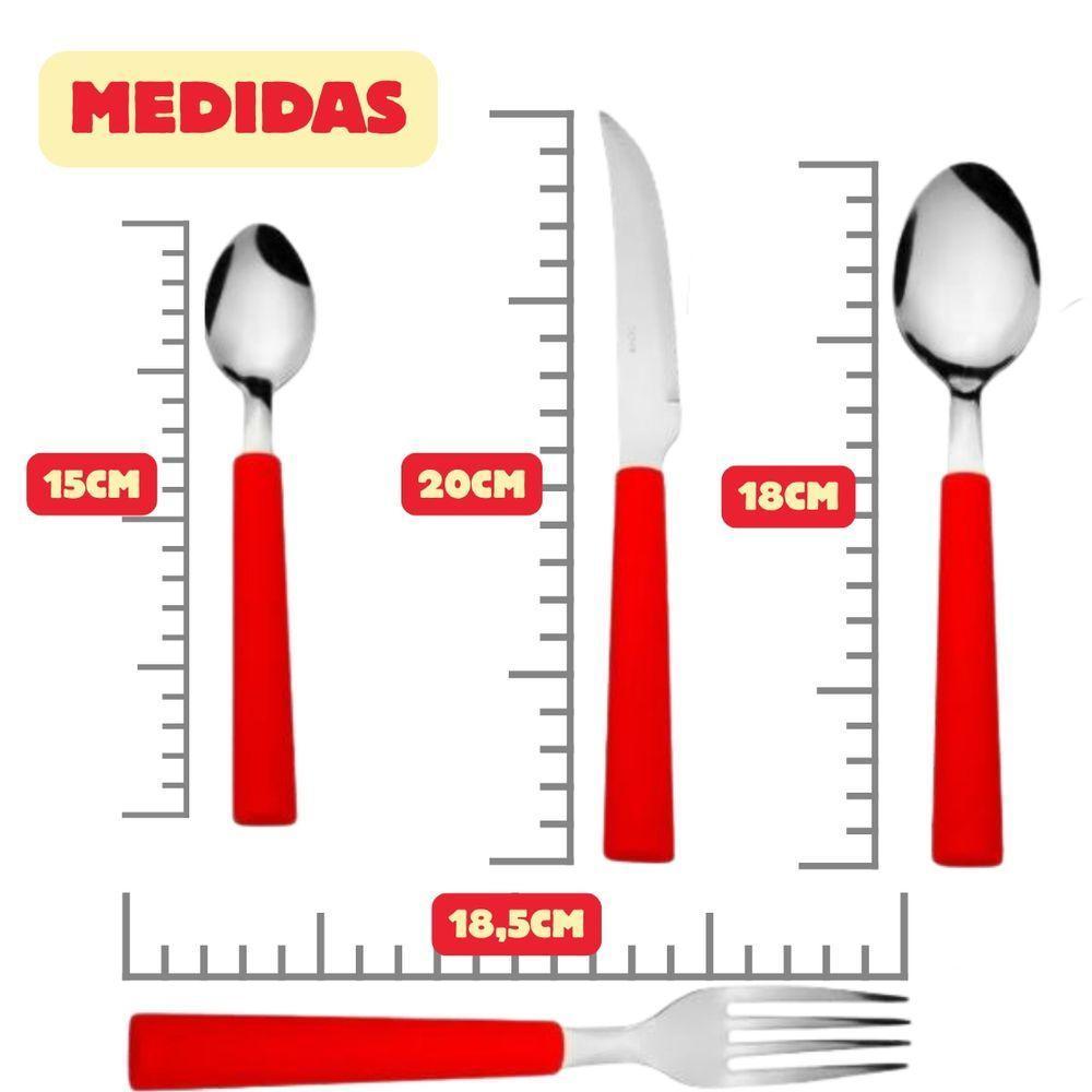 Conjunto De Talheres 16 Peças Vermelha Faqueiro Jogo - 2