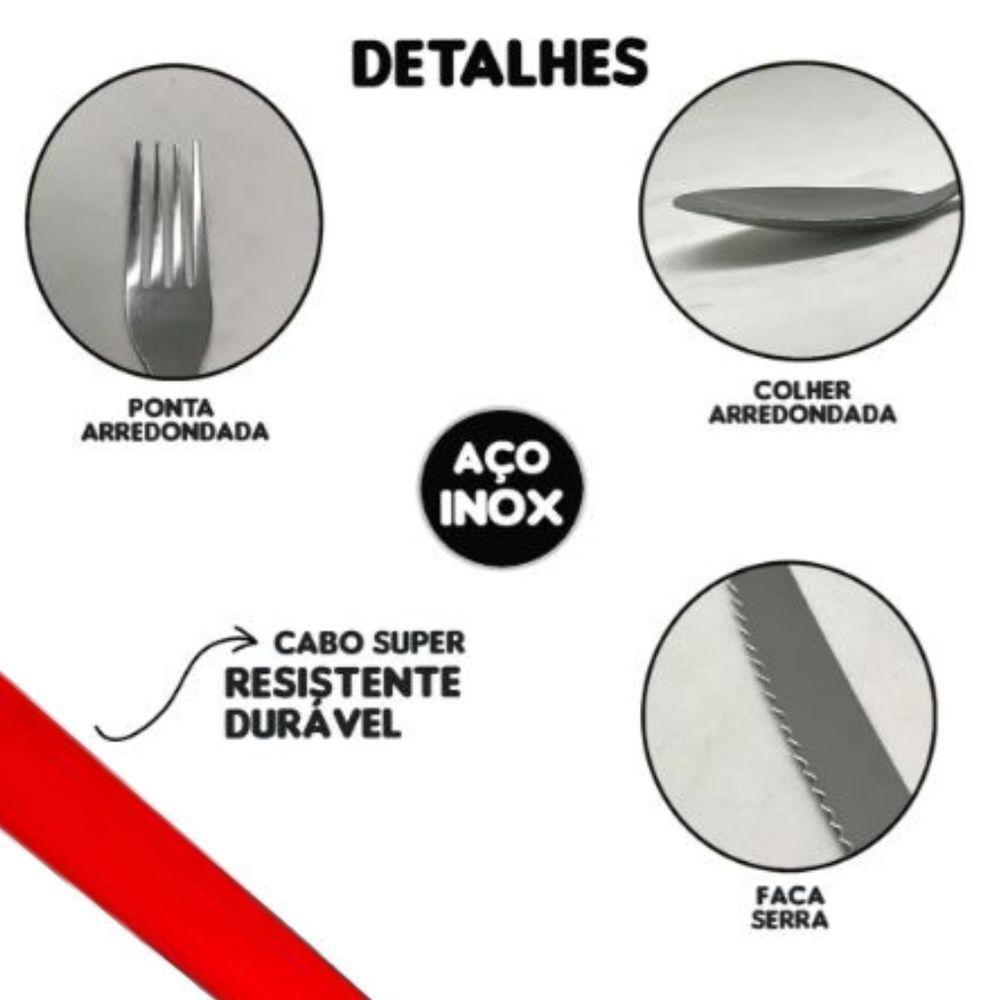 Conjunto De Talheres 16 Peças Vermelha Faqueiro Jogo - 3