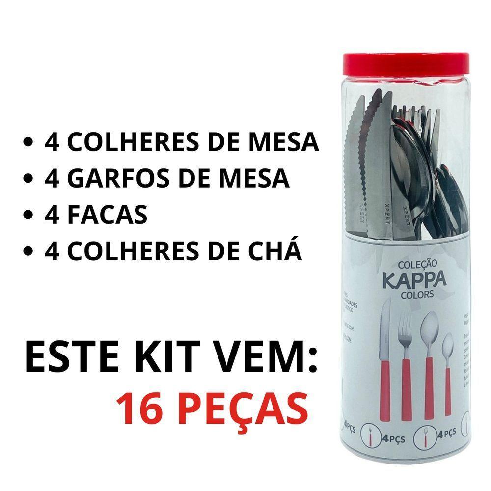 Conjunto De Talheres 16 Peças Vermelha Faqueiro Jogo - 4