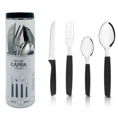 Jogo De Talheres 16 Peças Preta Faqueiro Conjunto
