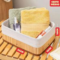 Conjunto 3 Cestos Organizadores Guarda-roupa Bambu