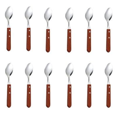 Kit 12 Colher Cabo De Madeira Para Jantar Almoço Restaurantes Qualidade Premium