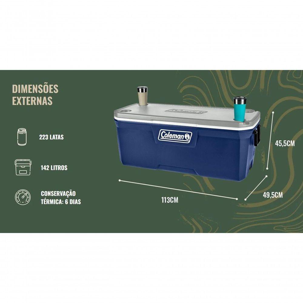 Caixa Térmica Cooler 150 Qt 142 Lt Lakeside Azul Coleman - 7