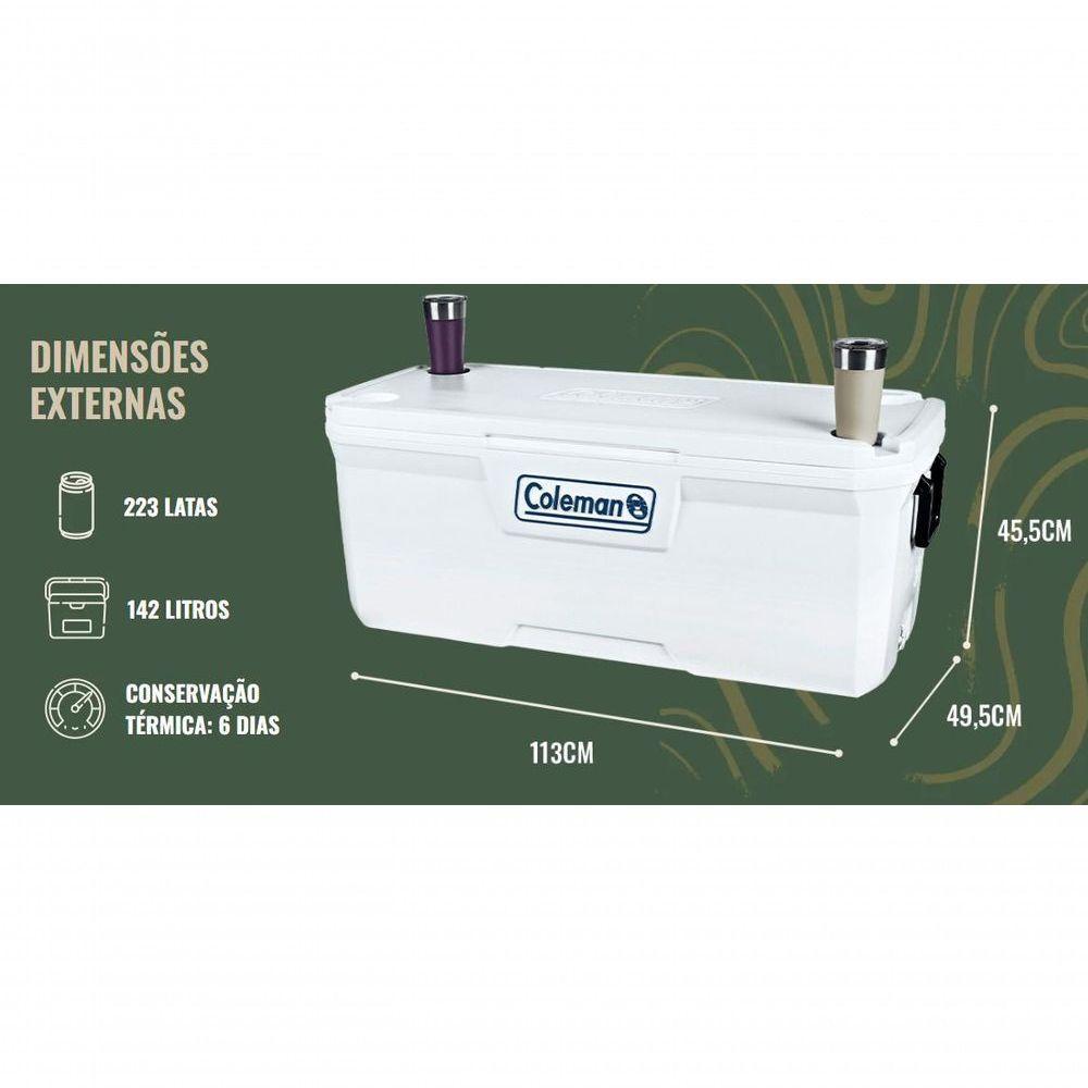 Caixa Térmica Cooler 150 Qt 142 Lt Marine Branca Coleman - 10