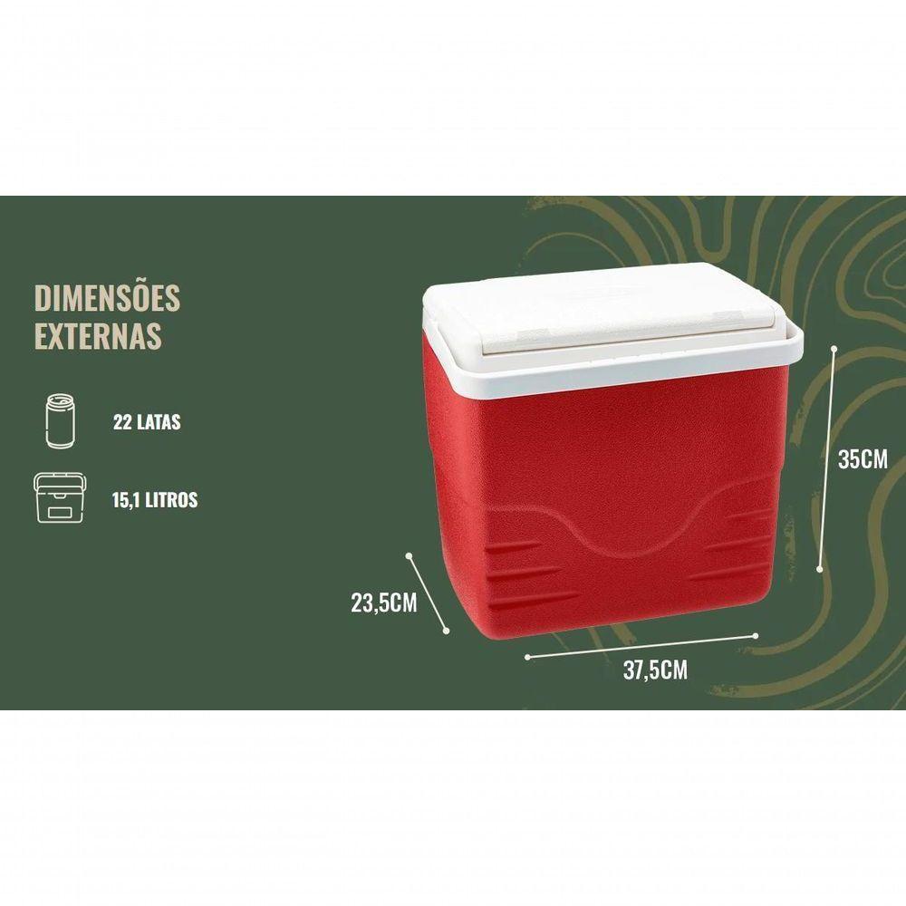 Caixa Térmica Coleman 16qt 15,1 Litros Cor Vermelha 22 Latas - 9