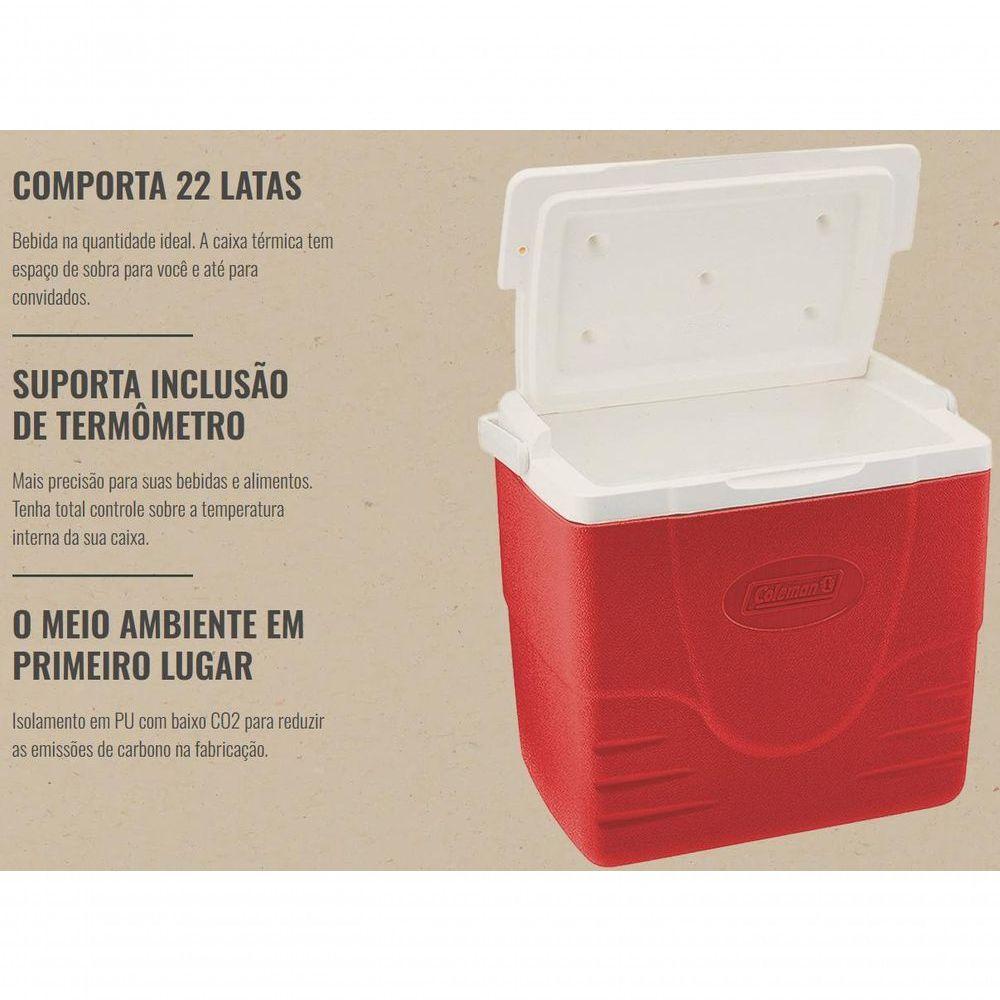 Caixa Térmica Coleman 16qt 15,1 Litros Cor Vermelha 22 Latas - 10