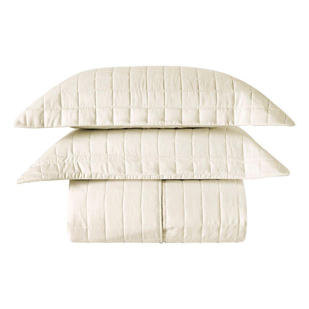 Cobre Leito Matelassê Percal 300 Fios Basic King 03 Peças 100% Poliéster - Marfim - 1