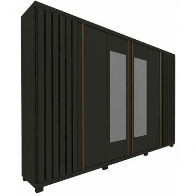 Guarda-roupa Ripado Com Espelho 6 Portas Absolut Grafite - Gelius Móveis