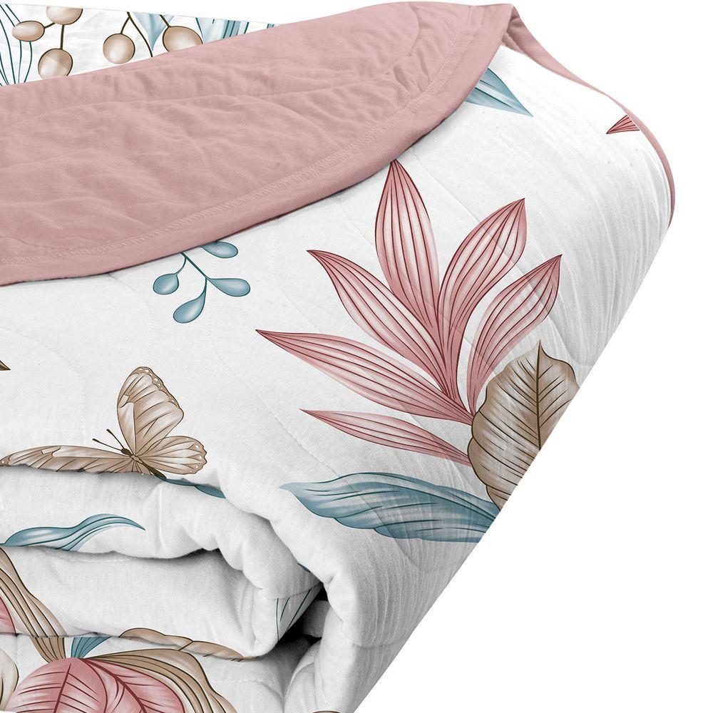 Cobre Leito Tecebem Queen Malha 100% Algodão Estampado Em Matelassê Yara 240x260m Rose - 2