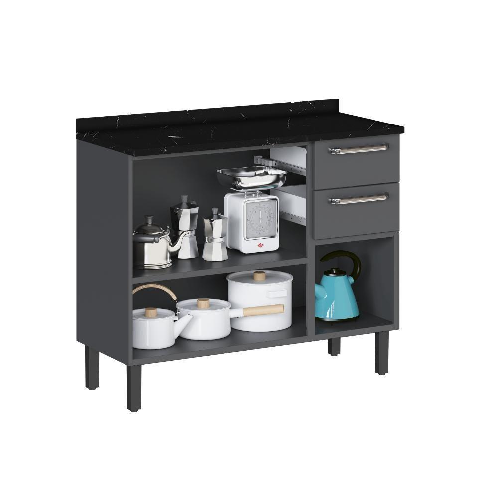 Balcão De Cozinha 105cm Em Aço Grafite Com 3 Portas E 2 Gavetas Itatiaia Midi Pop Art I3 - 3
