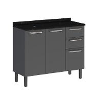 Balcão De Cozinha 105cm Em Aço Grafite Com 3 Portas E 2 Gavetas Itatiaia Midi Pop Art I3 - 2