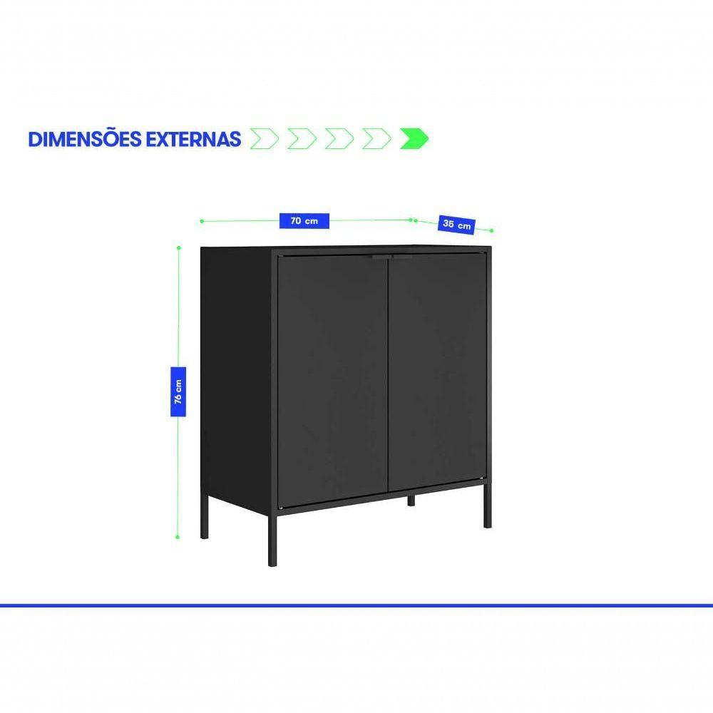 Balcão Alto Multiúso Itatiaia Smart - 2 Portas - Preto Matte - 2