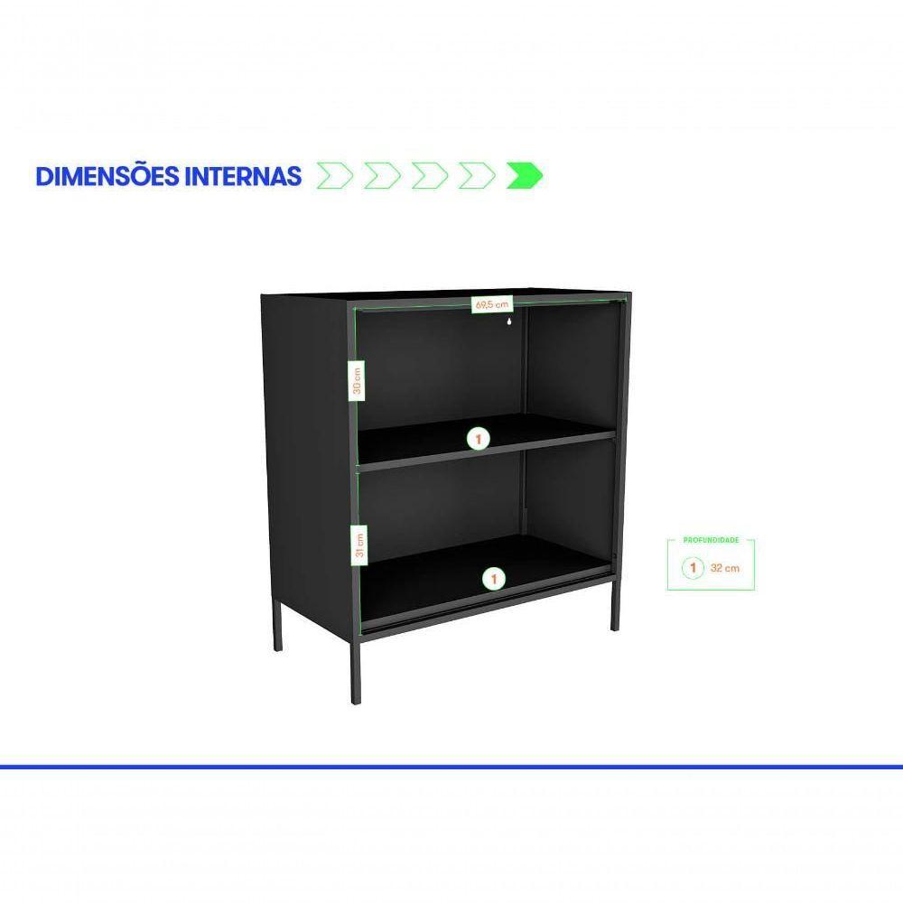 Balcão Alto Multiúso Itatiaia Smart - 2 Portas - Preto Matte - 3