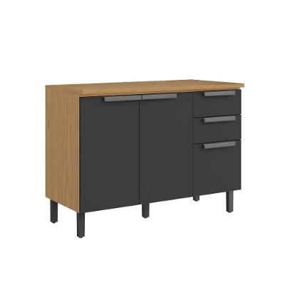 Armário Balcão Itatiaia 3 Portas 2 Gavetas Grafite New Porto