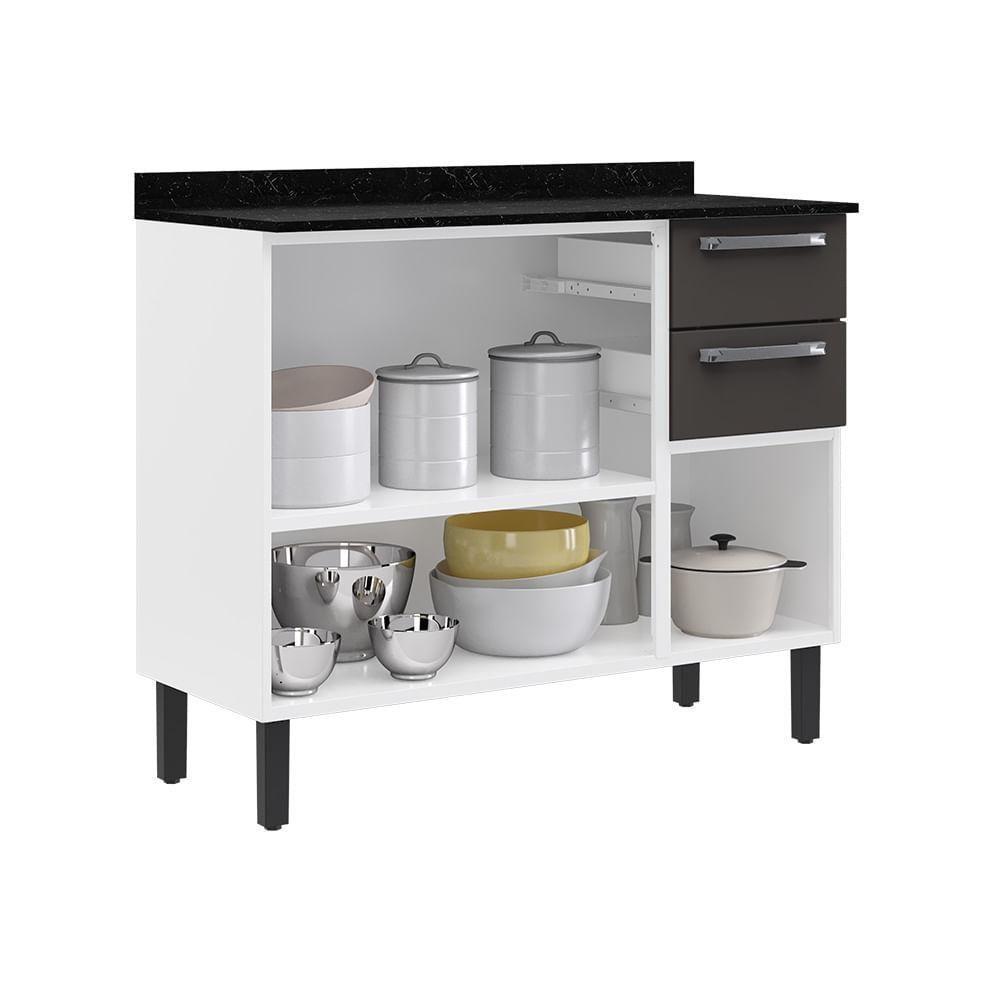 Balcão Itatiaia 3 Portas 2 Gavetas Branco-grafite Florença - 2