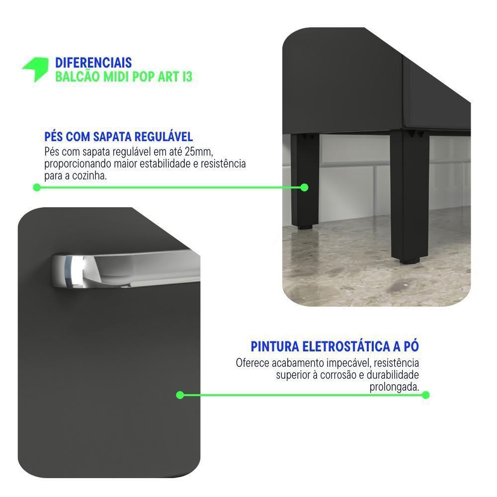 Balcão De Cozinha 70cm Em Aço Grafite-off White Itatiaia Midi Pop Art I3 - 7