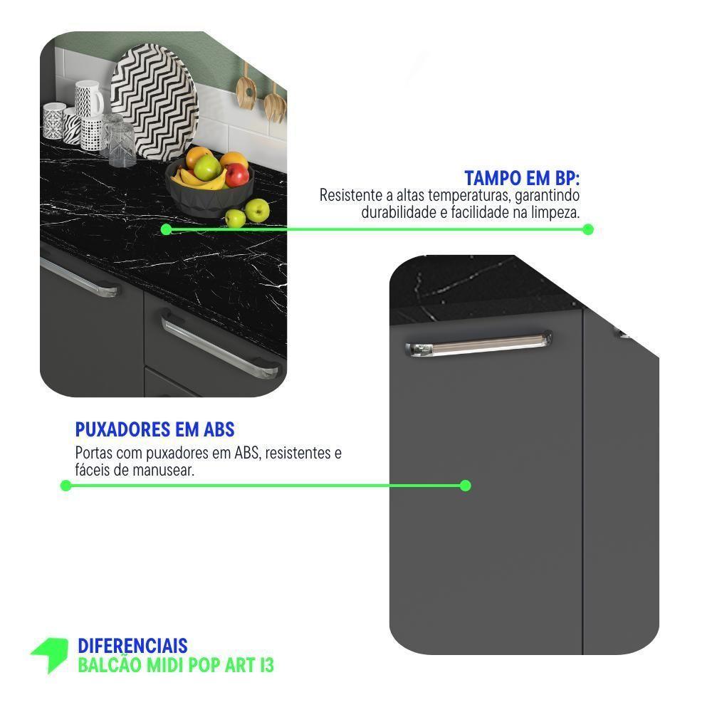 Balcão De Cozinha 70cm Em Aço Grafite-off White Itatiaia Midi Pop Art I3 - 8