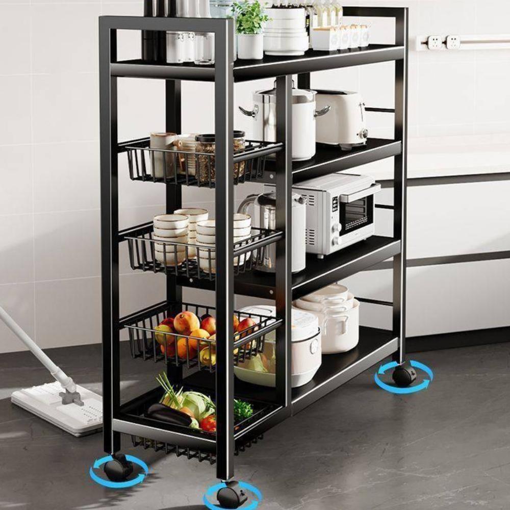 Organizador Multiuso Inox Carrinho Suporte Microondas Forno Galao Agua Fruteira Chao 4 Prateleiras - 3