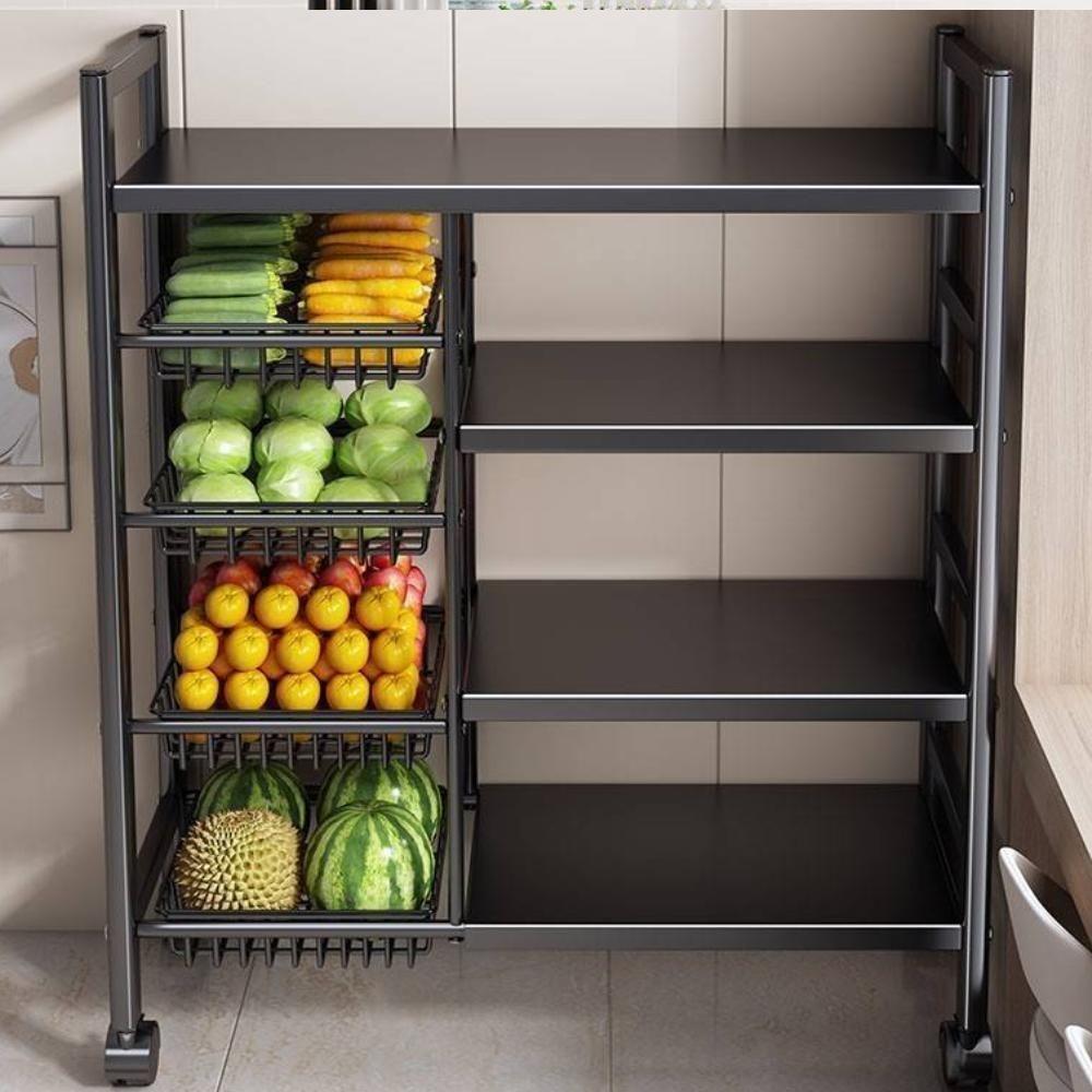 Organizador Multiuso Inox Carrinho Suporte Microondas Forno Galao Agua Fruteira Chao 4 Prateleiras - 4