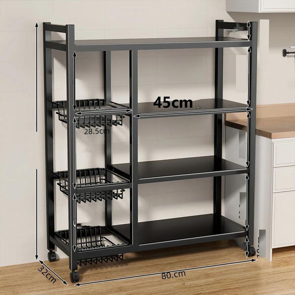 Organizador Multiuso Inox Carrinho Suporte Microondas Forno Galao Agua Fruteira Chao 4 Prateleiras - 8