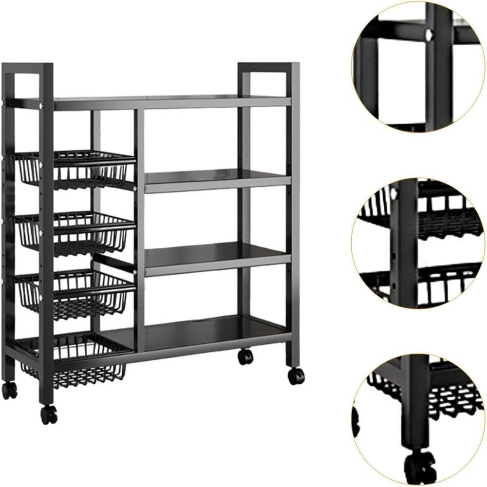 Organizador Multiuso Inox Carrinho Suporte Microondas Forno Galao Agua Fruteira Chao 4 Prateleiras - 9