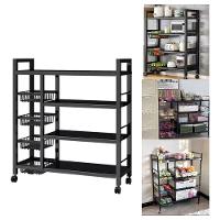 Organizador Multiuso Inox Carrinho Suporte Microondas Forno Galao Agua Fruteira Chao 4 Prateleiras - 1