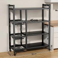 Organizador Multiuso Inox Carrinho Suporte Microondas Forno Galao Agua Fruteira Chao 4 Prateleiras - 8